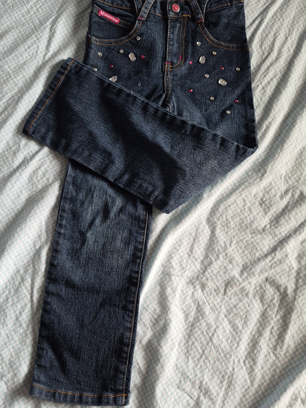 Vintage Rocawear Girls Size 6 Jeans Bedazzled Rhinestone Dark Wash Y2K
